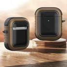 Wireless Earphones Shockproof TPU + PC Protective Case with Carabiner For AirPods 1 / 2(Black+Brown) - 1