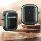 Wireless Earphones Shockproof TPU + PC Protective Case with Carabiner For AirPods 1 / 2(Black+Green) - 1