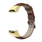 For Huawei Band 4 / Honor Band 5i MIJOBS Cowhide Leather Watch Band(Brown Gold) - 1