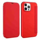 For iPhone 13 mini Skin Feel Horizontal Flip PU Leather Case with Holder & Card Slot (Red) - 1