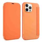 For iPhone 13 Skin Feel Horizontal Flip PU Leather Case with Holder & Card Slot(Orange) - 1