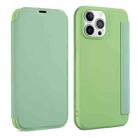For iPhone 13 Skin Feel Horizontal Flip PU Leather Case with Holder & Card Slot(Tea Green) - 1