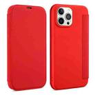 For iPhone 13 Skin Feel Horizontal Flip PU Leather Case with Holder & Card Slot(Red) - 1