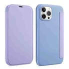 For iPhone 13 Pro Skin Feel Horizontal Flip PU Leather Case with Holder & Card Slot (Taro Purple) - 1