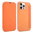 For iPhone 13 Pro Max Skin Feel Horizontal Flip PU Leather Case with Holder & Card Slot (Orange) - 1