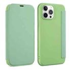For iPhone 13 Pro Max Skin Feel Horizontal Flip PU Leather Case with Holder & Card Slot (Tea Green) - 1