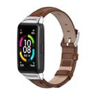 For Huawei Band 6 / Honor Band 6 / 7 MIJOBS Cowhide Leather Watch Band(Brown Silver) - 1