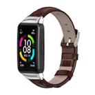 For Huawei Band 6 / Honor Band 6 / 7 MIJOBS Cowhide Leather Watch Band(Bamboo Joint Coffee Silver) - 1