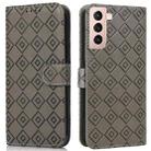 For Samsung Galaxy S21 5G Embossed Big Small Concentric Squares Pattern Horizontal Flip Leather Case with Card Slot & Holder & Wallet(Grey) - 1