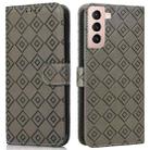 For Samsung Galaxy S21+ 5G Embossed Big Small Concentric Squares Pattern Horizontal Flip Leather Case with Card Slot & Holder & Wallet(Grey) - 1