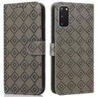 For Samsung Galaxy S20 Embossed Big Small Concentric Squares Pattern Horizontal Flip Leather Case with Card Slot & Holder & Wallet(Grey) - 1