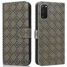 For Samsung Galaxy S20+ Embossed Big Small Concentric Squares Pattern Horizontal Flip Leather Case with Card Slot & Holder & Wallet(Grey) - 1