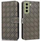 For Samsung Galaxy S21 FE 5G Embossed Big Small Concentric Squares Pattern Horizontal Flip Leather Case with Card Slot & Holder & Wallet(Grey) - 1
