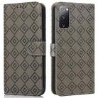 For Samsung Galaxy S20 FE Embossed Big Small Concentric Squares Pattern Horizontal Flip Leather Case with Card Slot & Holder & Wallet(Grey) - 1