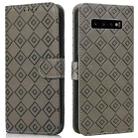 For Samsung Galaxy S10+ Embossed Big Small Concentric Squares Pattern Horizontal Flip Leather Case with Card Slot & Holder & Wallet(Grey) - 1