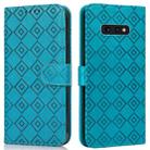 For Samsung Galaxy S10e Embossed Big Small Concentric Squares Pattern Horizontal Flip Leather Case with Card Slot & Holder & Wallet(Blue) - 1