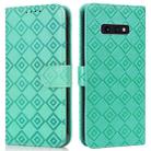 For Samsung Galaxy S10e Embossed Big Small Concentric Squares Pattern Horizontal Flip Leather Case with Card Slot & Holder & Wallet(Green) - 1