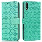 For Samsung Galaxy A01 Embossed Big Small Concentric Squares Pattern Horizontal Flip Leather Case with Card Slot & Holder & Wallet(Green) - 1