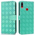 For Samsung Galaxy A10s Embossed Big Small Concentric Squares Pattern Horizontal Flip Leather Case with Card Slot & Holder & Wallet(Green) - 1