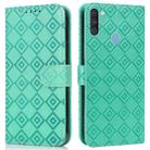 For Samsung Galaxy A11 / M11 Embossed Big Small Concentric Squares Pattern Horizontal Flip Leather Case with Card Slot & Holder & Wallet(Green) - 1