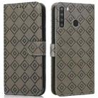 For Samsung Galaxy A21 US Version Embossed Big Small Concentric Squares Pattern Horizontal Flip Leather Case with Card Slot & Holder & Wallet(Grey) - 1