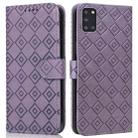 For Samsung Galaxy A31 Embossed Big Small Concentric Squares Pattern Horizontal Flip Leather Case with Card Slot & Holder & Wallet(Purple) - 1