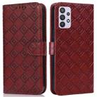 For Samsung Galaxy A32 5G Embossed Big Small Concentric Squares Pattern Horizontal Flip Leather Case with Card Slot & Holder & Wallet(Brown) - 1