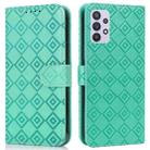 For Samsung Galaxy A32 5G Embossed Big Small Concentric Squares Pattern Horizontal Flip Leather Case with Card Slot & Holder & Wallet(Green) - 1