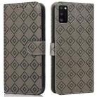 For Samsung Galaxy A41 Embossed Big Small Concentric Squares Pattern Horizontal Flip Leather Case with Card Slot & Holder & Wallet(Grey) - 1