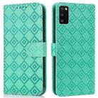 For Samsung Galaxy A41 Embossed Big Small Concentric Squares Pattern Horizontal Flip Leather Case with Card Slot & Holder & Wallet(Green) - 1