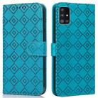 For Samsung Galaxy A51 5G Embossed Big Small Concentric Squares Pattern Horizontal Flip Leather Case with Card Slot & Holder & Wallet(Blue) - 1