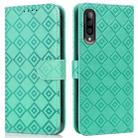 For Samsung Galaxy A70 / A70s Embossed Big Small Concentric Squares Pattern Horizontal Flip Leather Case with Card Slot & Holder & Wallet(Green) - 1