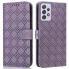 For Samsung Galaxy A72 5G Embossed Big Small Concentric Squares Pattern Horizontal Flip Leather Case with Card Slot & Holder & Wallet(Purple) - 1