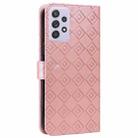 For Samsung Galaxy A72 5G Embossed Big Small Concentric Squares Pattern Horizontal Flip Leather Case with Card Slot & Holder & Wallet(Pink) - 3