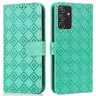 For Samsung Galaxy A82 5G Embossed Big Small Concentric Squares Pattern Horizontal Flip Leather Case with Card Slot & Holder & Wallet(Green) - 1