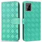 For Samsung Galaxy A91 / S10 Lite Embossed Big Small Concentric Squares Pattern Horizontal Flip Leather Case with Card Slot & Holder & Wallet(Green) - 1