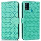 For Samsung Galaxy F41 / M31 Embossed Big Small Concentric Squares Pattern Horizontal Flip Leather Case with Card Slot & Holder & Wallet(Green) - 1