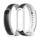 For Xiaomi Mi Band 5/6/7 MIJOBS TPU + Leather Watch Band(Black+White) - 1