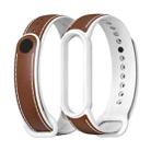For Xiaomi Mi Band 5/6/7 MIJOBS TPU + Leather Watch Band(Brown+White) - 1