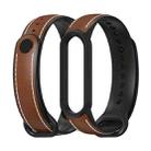 For Xiaomi Mi Band 5/6/7 MIJOBS TPU + Leather Watch Band(Brown+Black) - 1