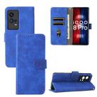 For vivo iQOO 8 Pro Solid Color Skin Feel Magnetic Buckle Horizontal Flip PU Leather Case with Holder & Card Slots & Wallet(Blue) - 1