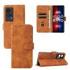 For vivo iQOO 8 Pro Solid Color Skin Feel Magnetic Buckle Horizontal Flip PU Leather Case with Holder & Card Slots & Wallet(Brown) - 1