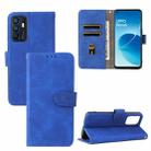 For OPPO Reno6 4G Solid Color Skin Feel Magnetic Buckle Horizontal Flip PU Leather Case with Holder & Card Slots & Wallet(Blue) - 1