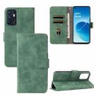 For OPPO Reno6 4G Solid Color Skin Feel Magnetic Buckle Horizontal Flip PU Leather Case with Holder & Card Slots & Wallet(Green) - 1