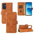 For OPPO Reno6 4G Solid Color Skin Feel Magnetic Buckle Horizontal Flip PU Leather Case with Holder & Card Slots & Wallet(Brown) - 1