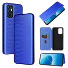 For OPPO Reno6 4G Carbon Fiber Texture Horizontal Flip TPU + PC + PU Leather Case with Card Slot(Blue) - 1
