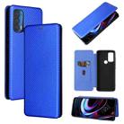 For Motorola Edge (2021) Carbon Fiber Texture Horizontal Flip TPU + PC + PU Leather Case with Card Slot(Blue) - 1