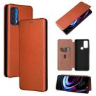 For Motorola Edge (2021) Carbon Fiber Texture Horizontal Flip TPU + PC + PU Leather Case with Card Slot(Brown) - 1