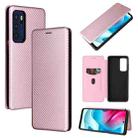 For Motorola Moto G60S Carbon Fiber Texture Horizontal Flip TPU + PC + PU Leather Case with Card Slot(Pink) - 1