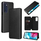 For Motorola Moto G60S Carbon Fiber Texture Horizontal Flip TPU + PC + PU Leather Case with Card Slot(Black) - 1